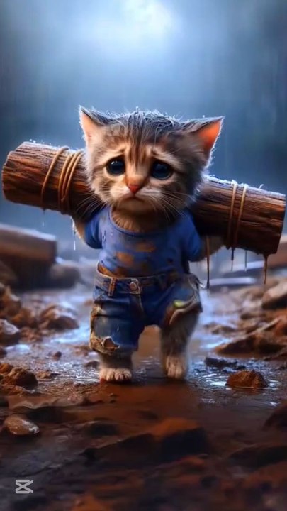 The Cat Hard work for create the House and saved his family ☺️😁