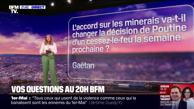 L'accord sur les minerais ukrainiens va-t-il changer la décision de Vladimir Poutine d'un cessez-le-feu la semaine prochaine ? Vos questions au 20H BFM