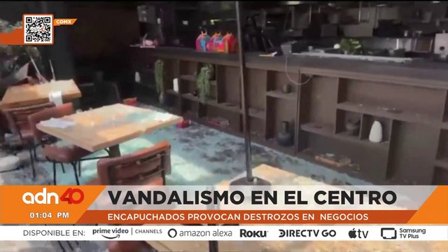 Encapuchados realizan destrozos y vandalizan restaurantes en el centro de la CDMX