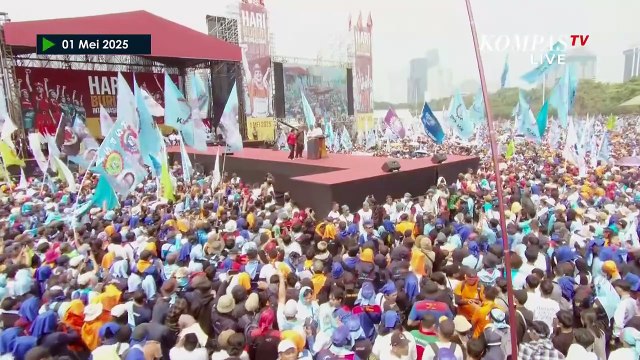 Hadiri Mayday di Monas, Prabowo Bakal Kaji Ulang Pajak Gaji Buruh