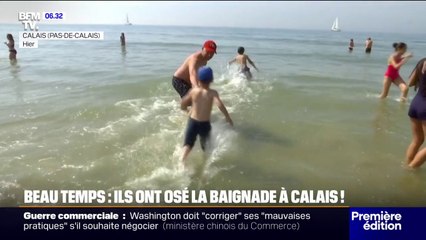 "C'est mieux que ce qu'on espérait": des dizaines de courageux ont osé la baignade à Calais
