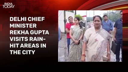 Delhi Chief Minister Rekha Gupta visits rain-hit areas in city, asses damage