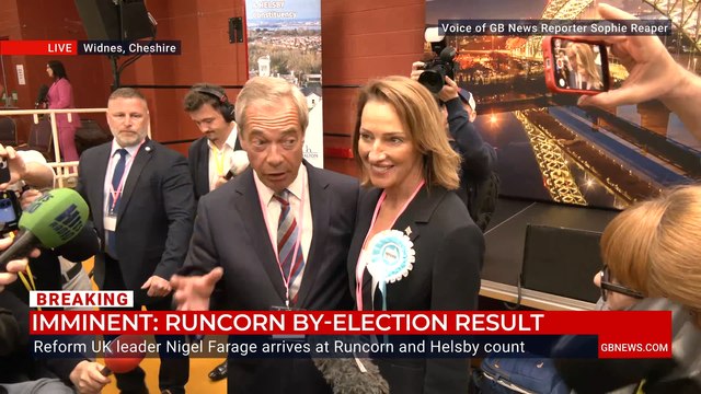 WATCH: Nigel Farage arrives at Runcorn and Helsby count on huge night for Reform UK