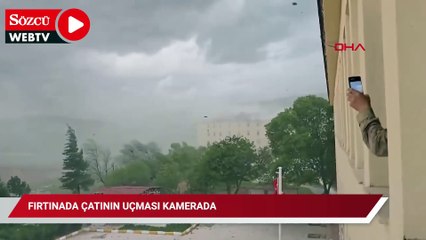 Fırtınada çatının uçması kamerada