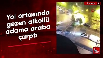 Esenyurt’ta yol ortasında gezen alkollü adama araba çarptı