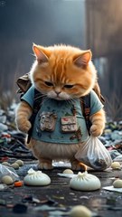 Poor Cat Hard Working 😞👌