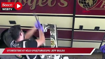 Kapıkule’de otobüsteki 87 kilo uyuşturucuyu Jeff buldu