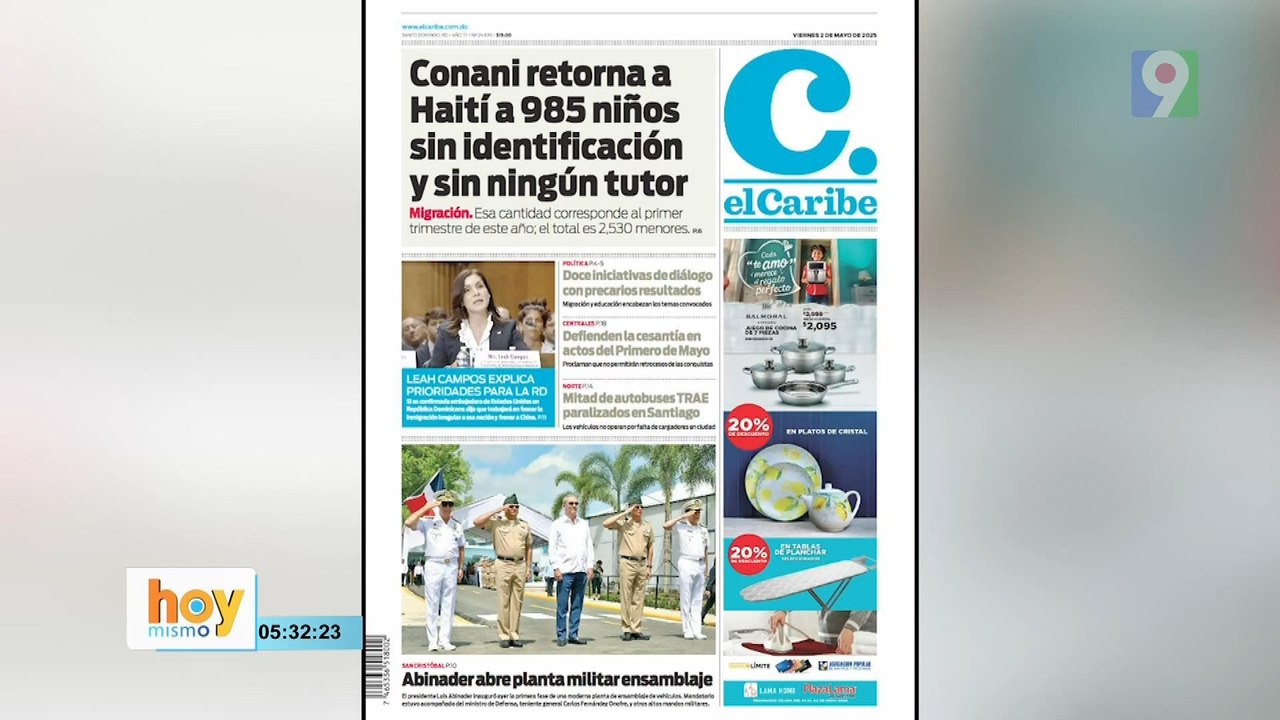 Titulares prensa dominicana viernes 02 de mayo 2025 | Hoy Mismo