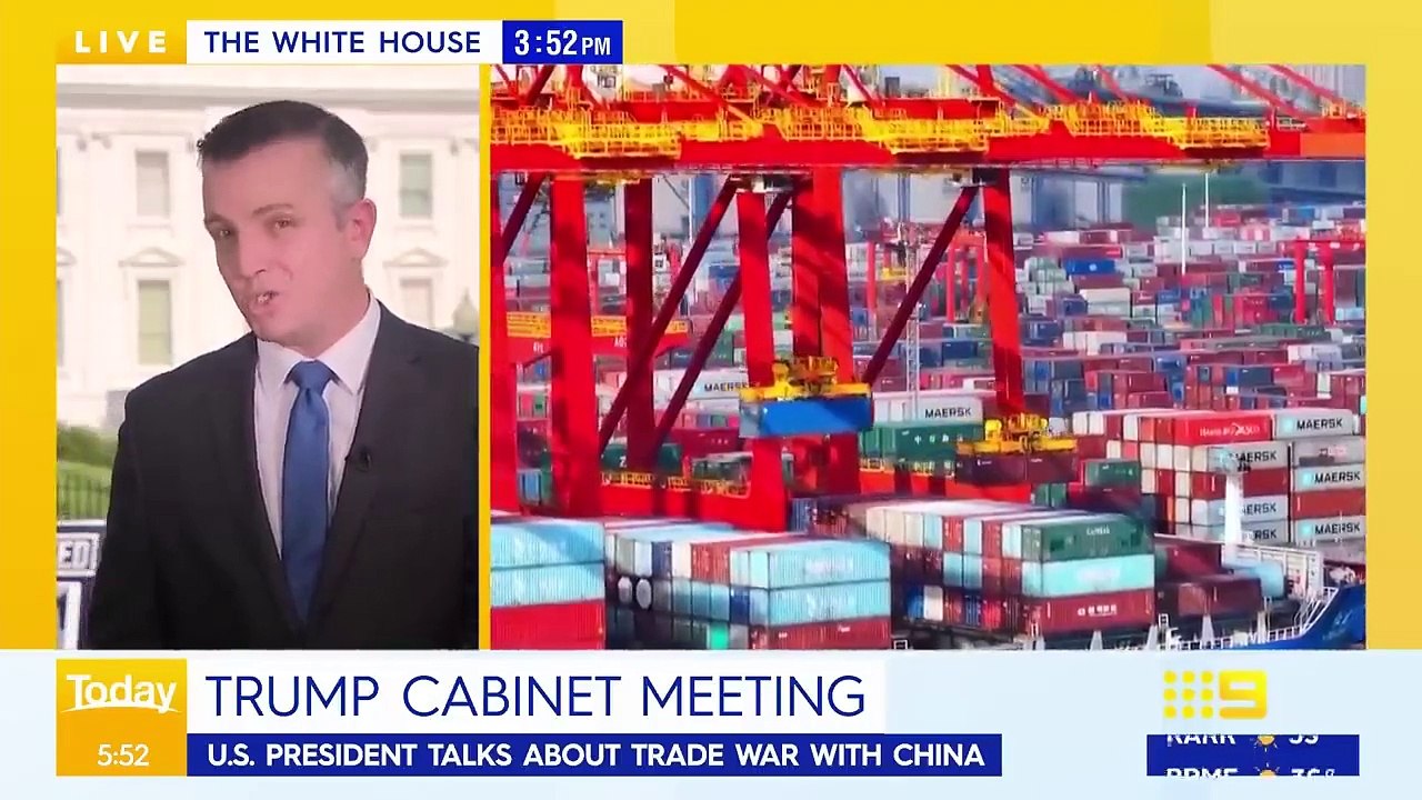 US President Donald Trump talks about trade with china