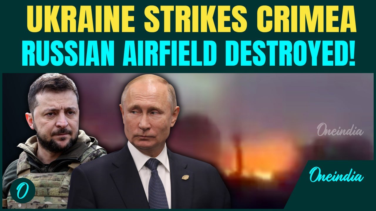 Ukraine launches large-scale drone attack on Russia-occupied Crimea | Russian airbase in flames