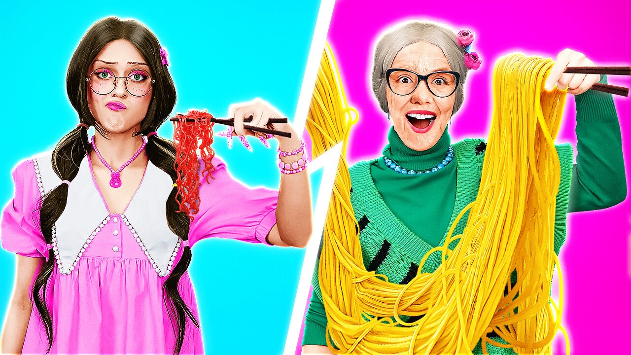 MOI CONTRE GRAND-MÈRE DÉFI ALIMENTAIRE ! DÉFI EXTRÊME DE 100 COUCHES DE NOURRITURE PAR 123 GO! FOOD