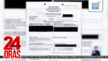 Prosecutor General Fadullon: Rep. Paolo Duterte, nahaharap sa reklamong physical injuries at grave threats | 24 Oras