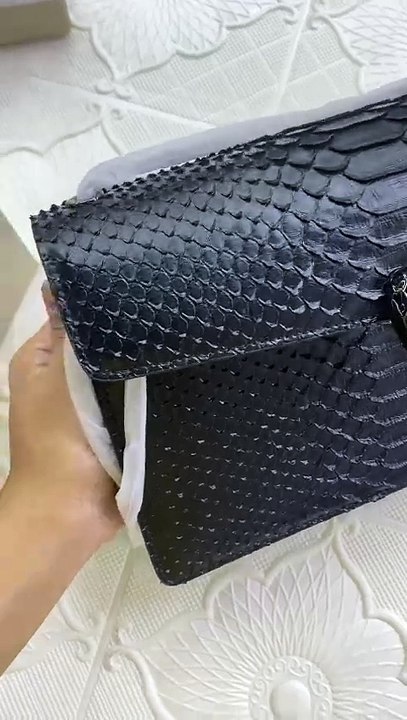 Bvlgari Serpenti Black Python Leather Bag