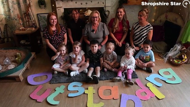 Staff and children from ABC nursery, Lightmoor, Telford celebrate their 'Outstanding' Ofsted result.