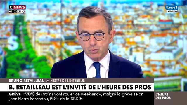 Le ministre de l'Intérieur Bruno Retailleau invité de L'heure des pros sur CNews