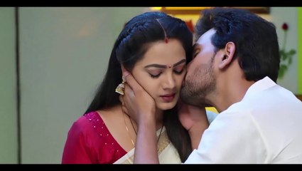 Beautiful Wife First Night romance with Husband at Bed