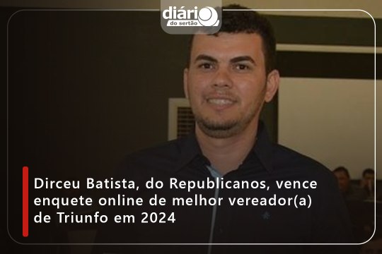 ⁠Dirceu Batista, do Republicanos, vence enquete online de melhor vereador(a) de Triunfo em 2024⁠