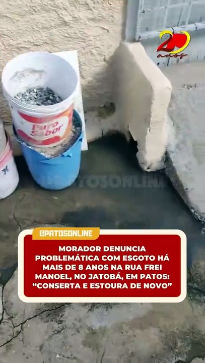 Morador denuncia problemática com esgoto há mais de 8 anos na Rua Frei Manoel, no Jatobá, em Patos: “Conserta e estoura de novo”