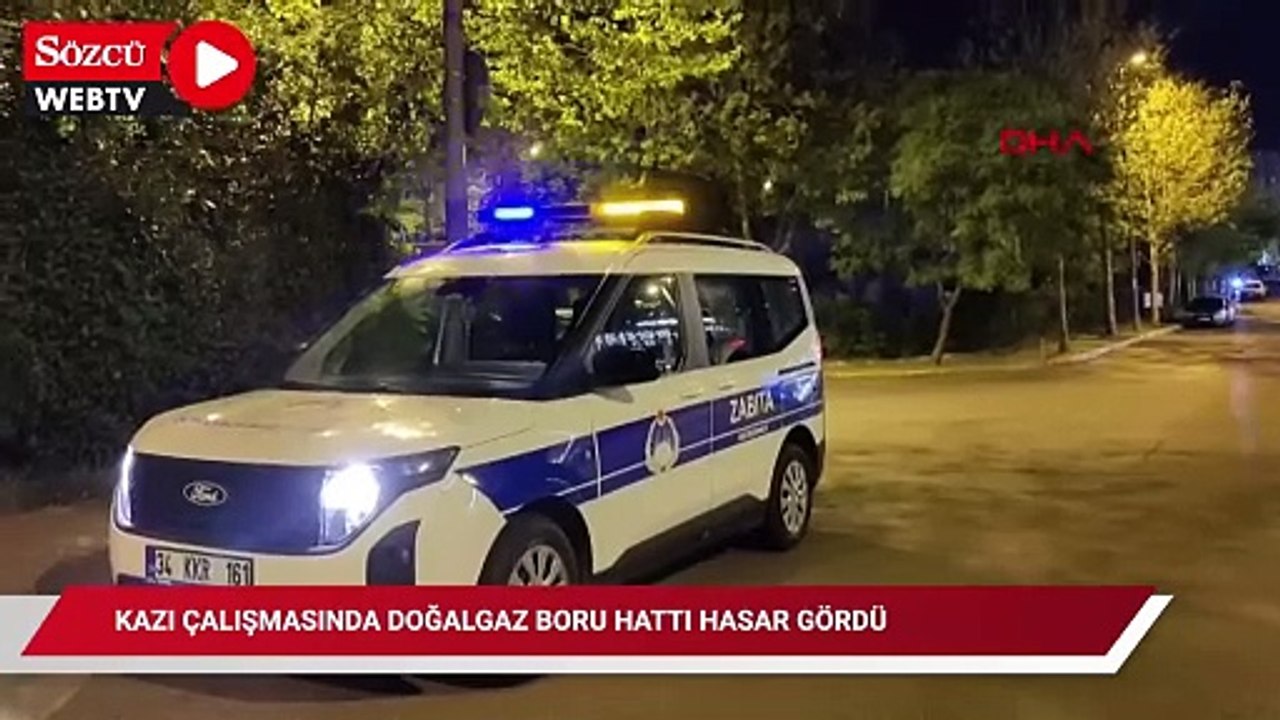Küçükçekmece'de, kazı çalışmasında doğalgaz boru hattı hasar gördü; sızan gaz kamerada