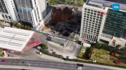 Sarıyer'de yol böyle çöktü: Dev yarık dron ile görüntülendi
