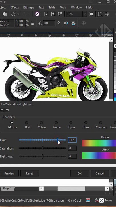 Change image color quickly in coreldraw