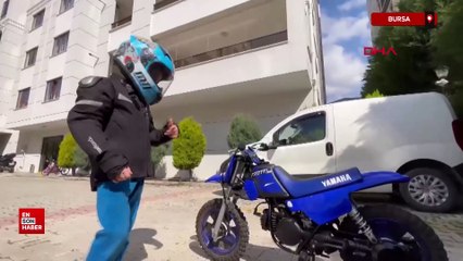 Bursa'da babasıyla bindiği motosiklet tutkusu oldu