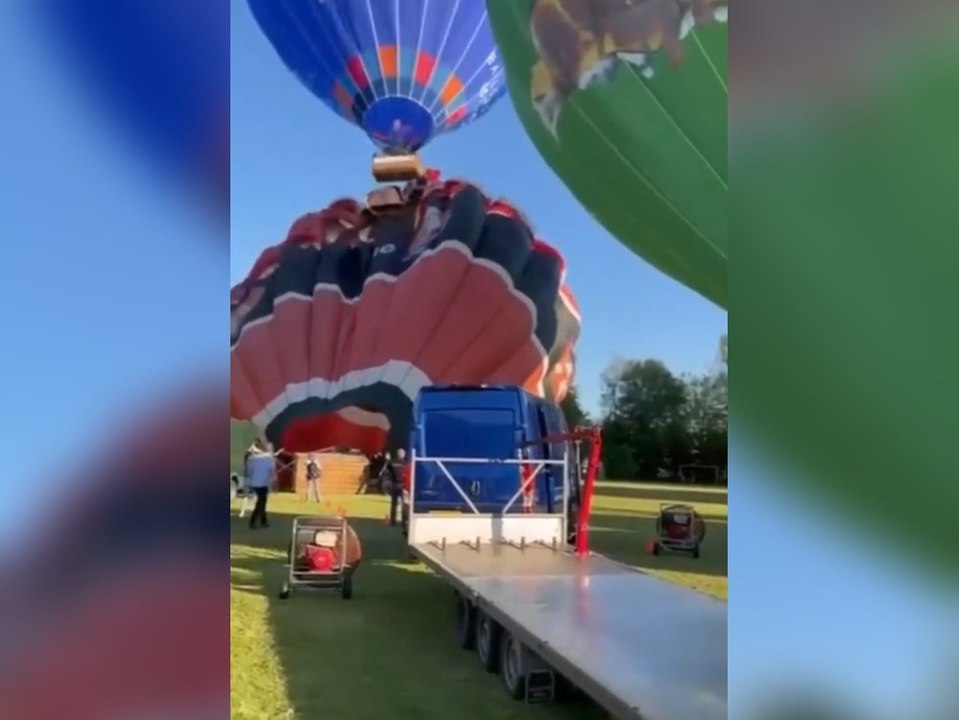 Crash beim Start: Heißluftballon schlitzt zweiten Ballon auf