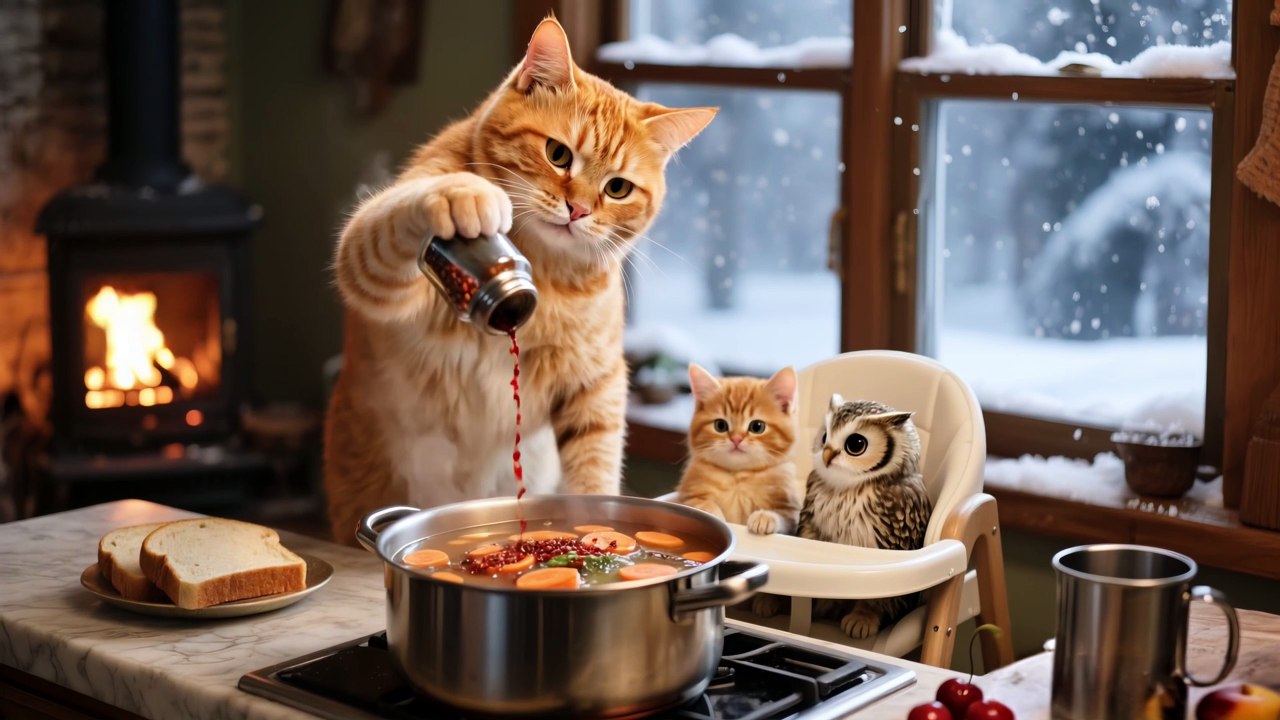 Mama Cat’s Compassionate Rescue: Healing a Baby Owl with Care and Radish Soup