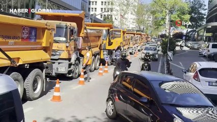 Sarıyer'de çöken yolu onarma çalışmaları devam ediyor