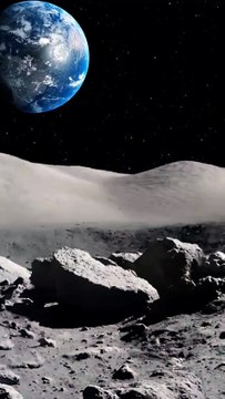 Night time Earth view from surface of moon