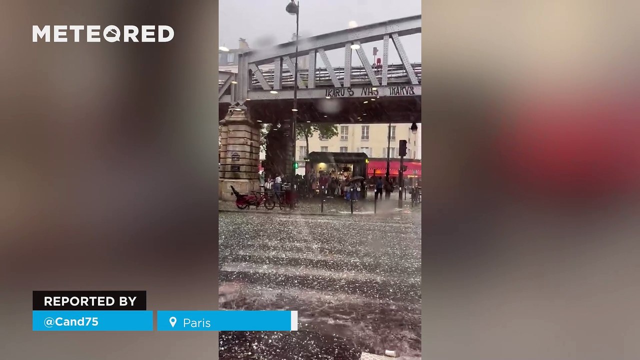 A heavy hailstorm has blanketed the streets of Paris, France, in white! The storm has also brought torrential rain and strong winds to the French capital