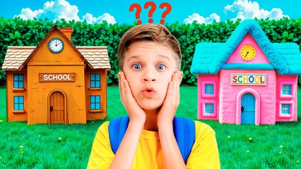 Cardboard and Fluffy School Adventure for kids