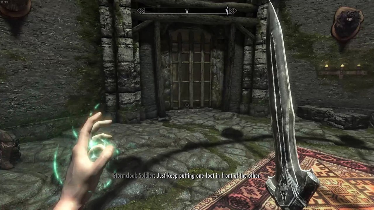 Skyrim SE. Talking to the 2 Stormcloak Soldiers in Helgen Keep. (I cheated)