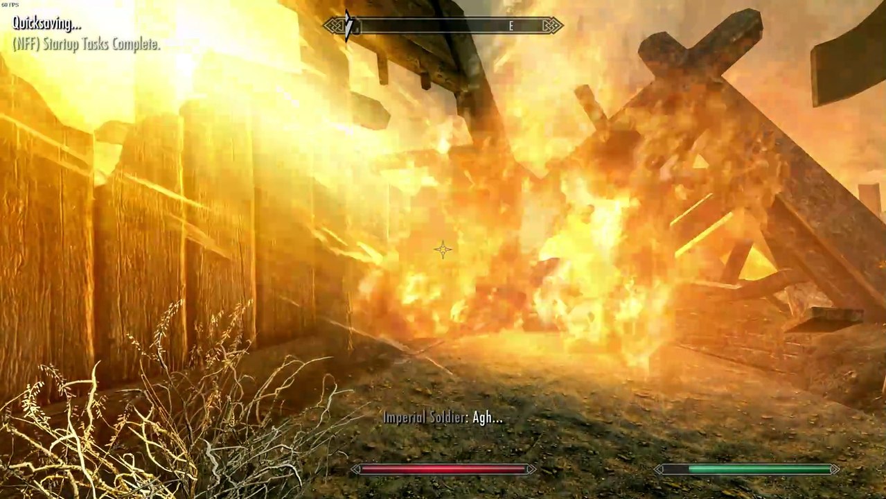 Skyrim SE. Wonder how to fix Imperial Soldier's dialogue before he dies from dragon. Test 1