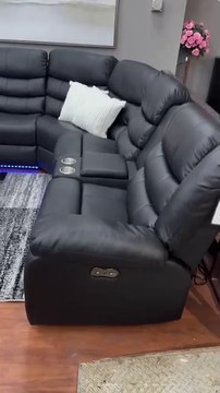 🔥 Modern White Power Reclining Sectional Sofa w/ LED Lights & Cup Holders