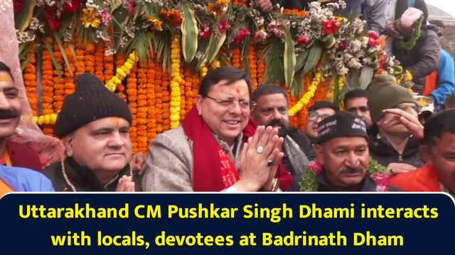 Uttarakhand CM Pushkar Singh Dhami interacts with locals, devotees at Badrinath Dham