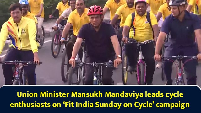 Union Minister Mansukh Mandaviya leads cycle enthusiasts on ‘Fit India Sunday on Cycle’ campaign