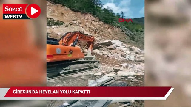 Giresun'da heyelan yolu kapattı