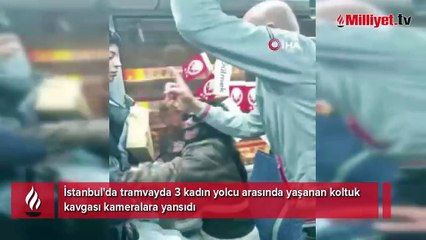 Tramvayda koltuk kavgası! Anne ile kıza tükürdü, küfürler havada uçuştu