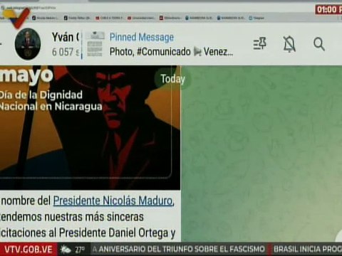 Venezuela extiende sus felicitaciones a Nicaragua al celebrarse el Día de la Dignidad Nacional