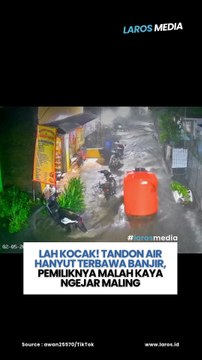 Lah Kocak! Tandon Air Hanyut Terbawa Banjir, Pemiliknya Malah Kaya Ngejar Maling