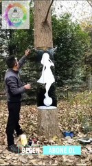 Ressam Ağaça Öyle Bir Resim Yaptı ki ! Muhteşem Yetenek