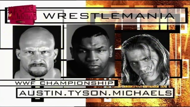 Stone Cold Steve Austin vs Shawn Michaels w/ Triple H & Chyna WWF Championship Match (Mike Tyson As Special Enforcer) - WrestleMania 14 29/3/98