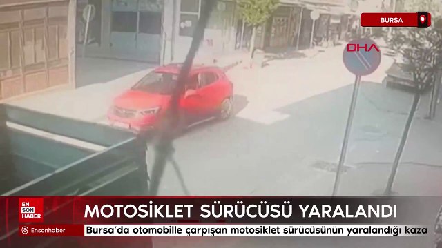 Bursa’da otomobille çarpışan motosiklet sürücüsünün yaralandığı kaza