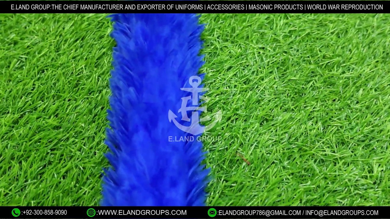 Royal Blue Glengarry Cap with Plume Feather Hackle, Blue Feather Hackle