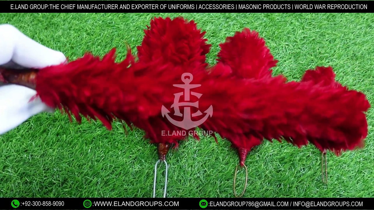 Export Belt Plume Hackle Feather for Caps, Feather Bonnet Plume Hackle Red