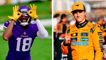 Oscar Piastri cumple su promesa a Justin Jefferson y hace el "Griddy" tras ganar el GP de Miami