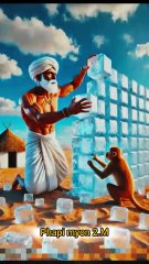 Farmer and monkey build a house out of ice in the desert and fire destroy the house 😭#ai