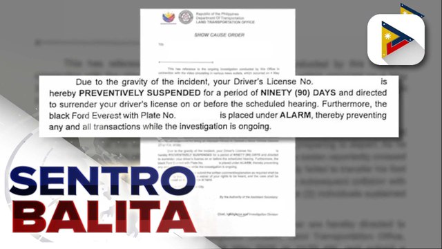 Lisensya ng SUV driver na bumangga sa ilang indibidwal sa NAIA-1, sinuspinde ng LTO; DOTr, tiniyak ang malalimang imbestigasyon at hustisya sa naturang insidente