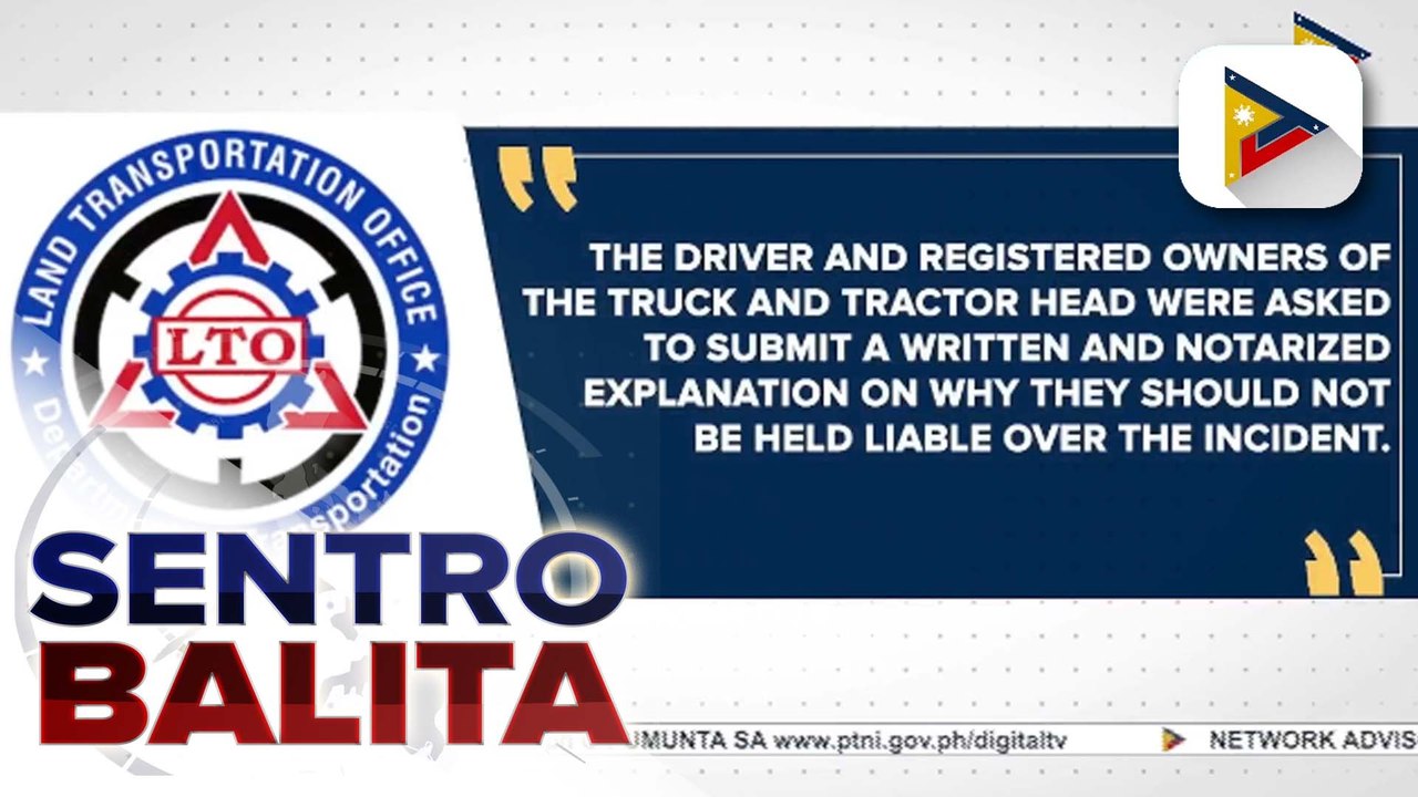 Driver at may-ari ng trailer truck na humambalang sa u-turn slot sa Marcos Highway, pinagpapaliwanag na ng LTO